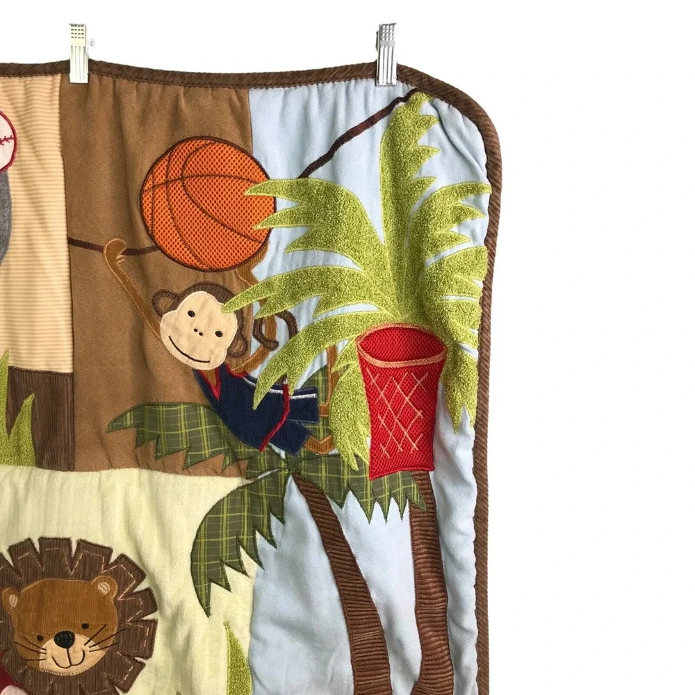 Lambs & Ivy Safari Crib Blanket Baby Jungle‎ Animal Sports Tan Nursery Bedding